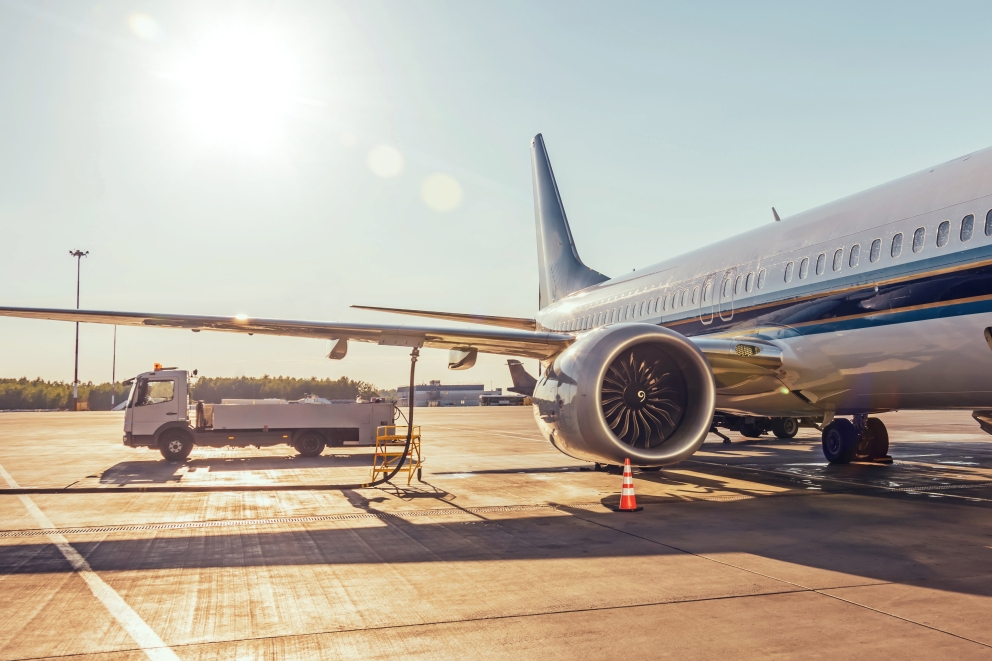 Airplane being fueled