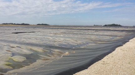 Covered liquid manure lagoons at East Dublin Dairy near Murdock, Minn. Covered liquid manure lagoons
